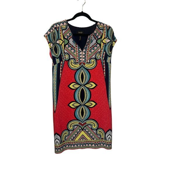 laundry by‎ Shell Segal Women Multi Color Batik Geometric Dress Small - Picture 1 of 6